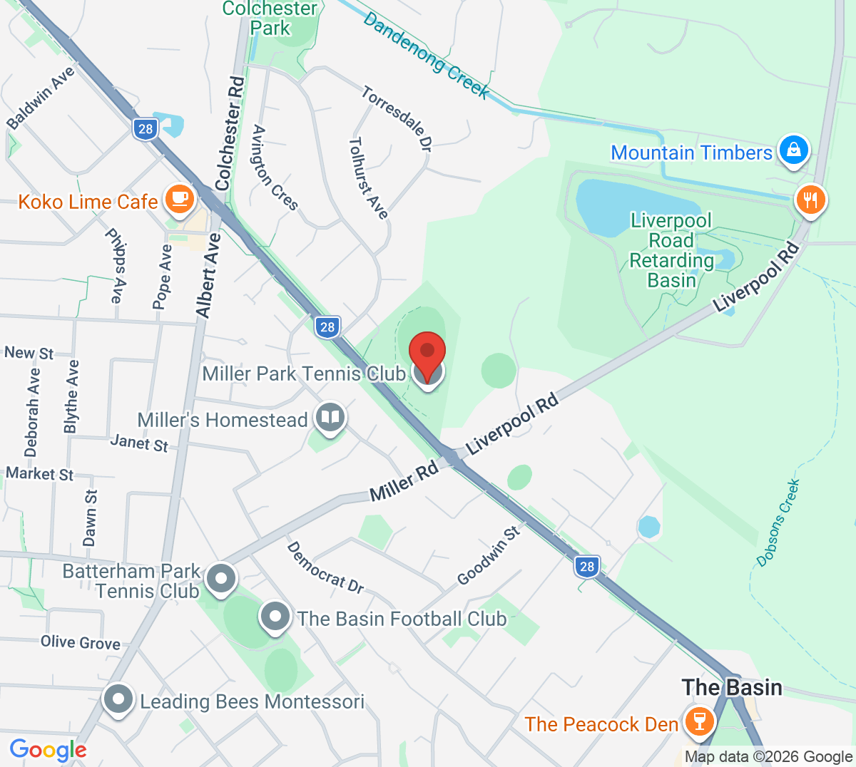 Map of Miller Park Tennis Club