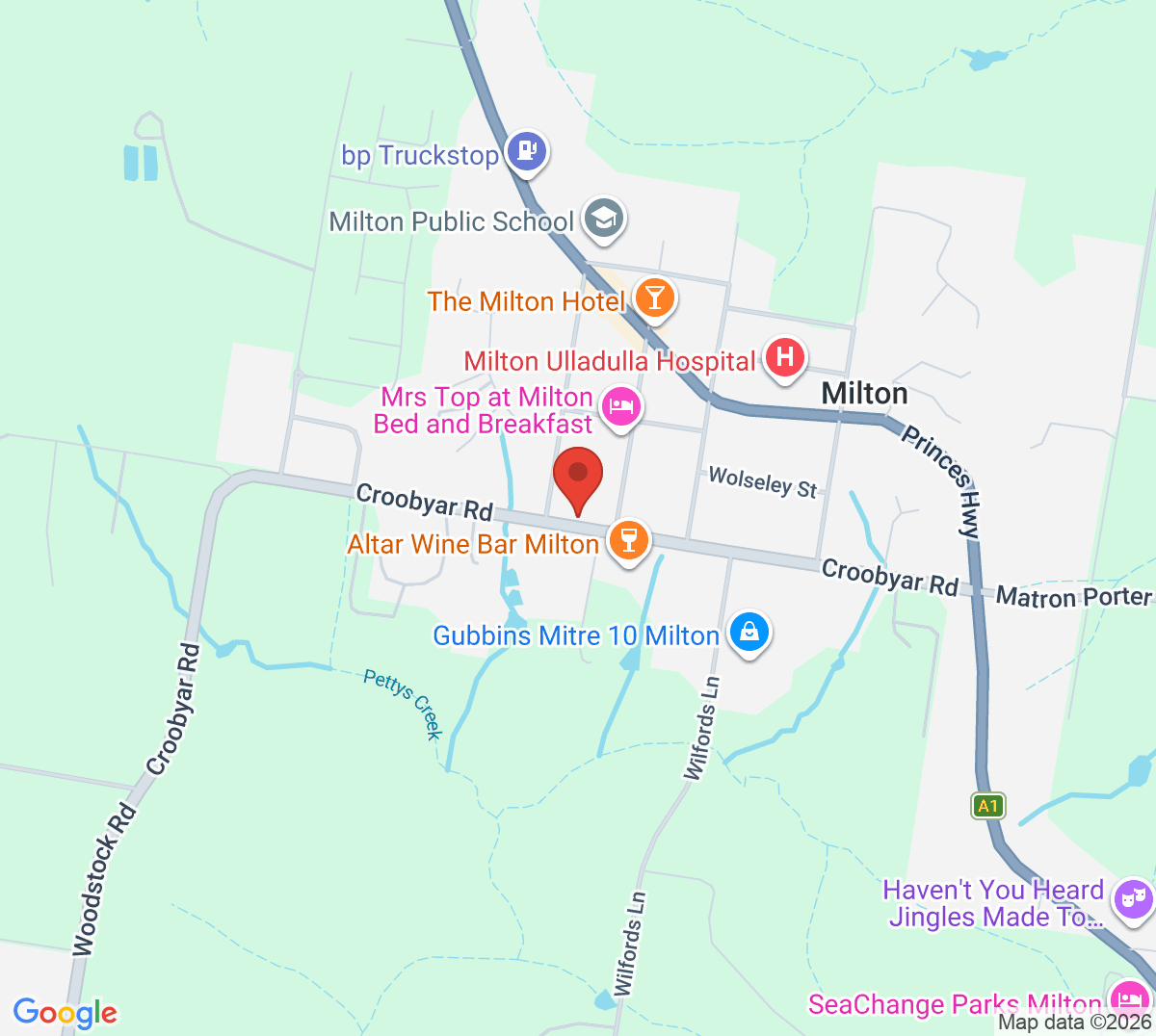 Map of Milton Tennis (Milton Ulladulla District Tennis Association)