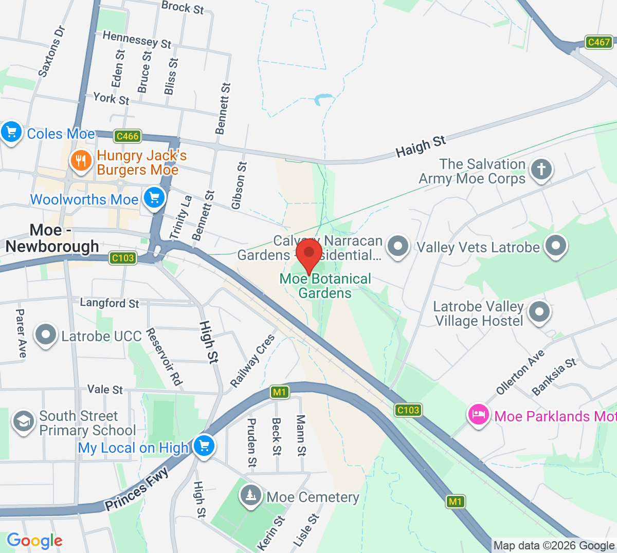 Map of Moe Tennis Centre