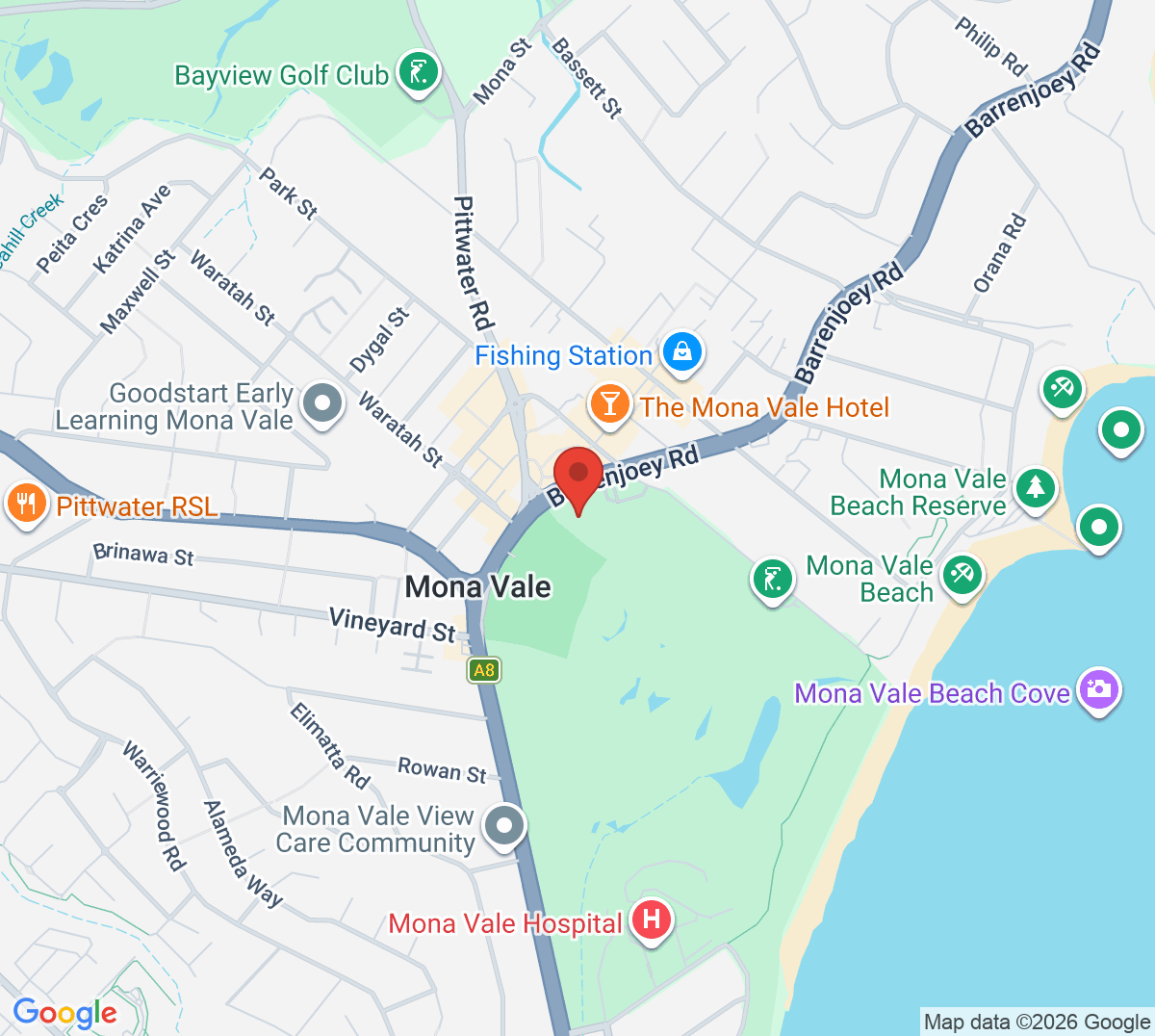 Map of Mona Vale Tennis Club