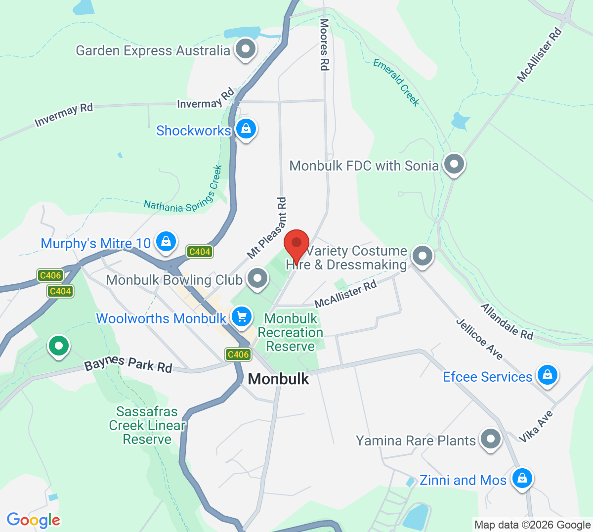 Map of Monbulk Tennis Club