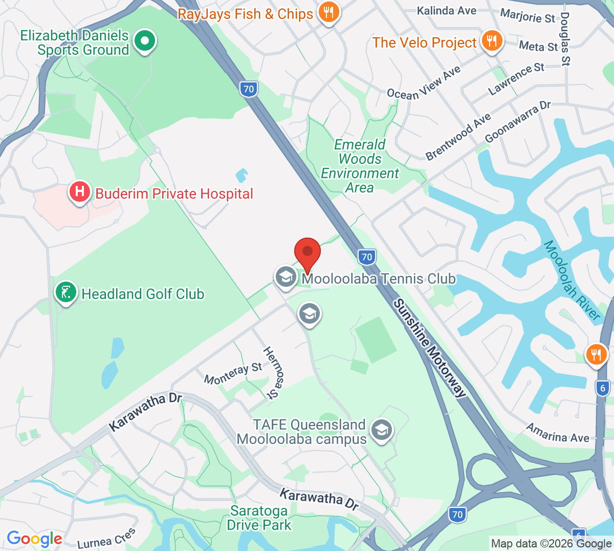 Map of Mooloolaba Tennis Club