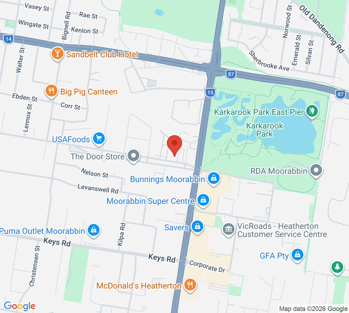 Map of Moorabbin Indoor Tennis