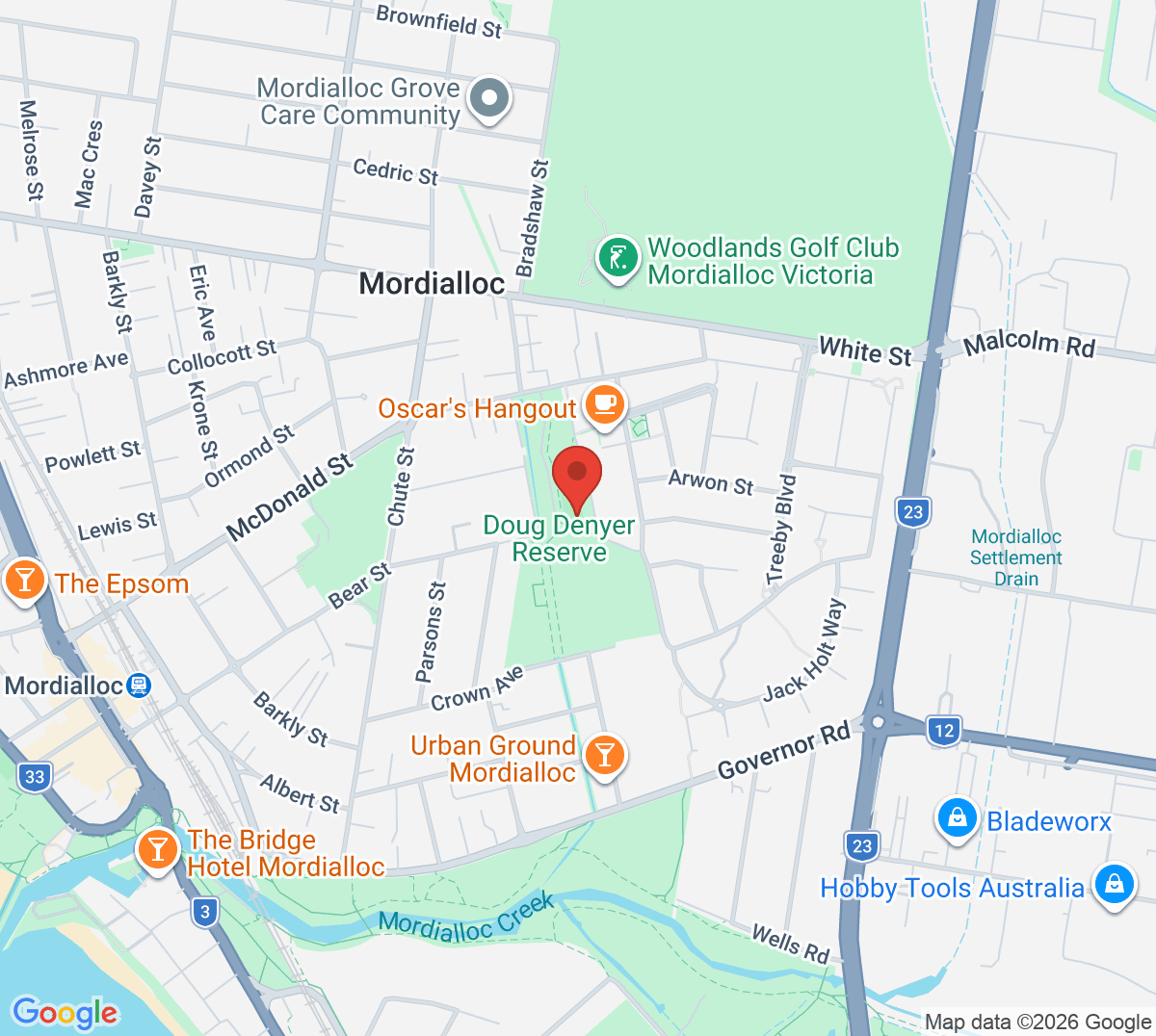 Map of Mordialloc Tennis Club
