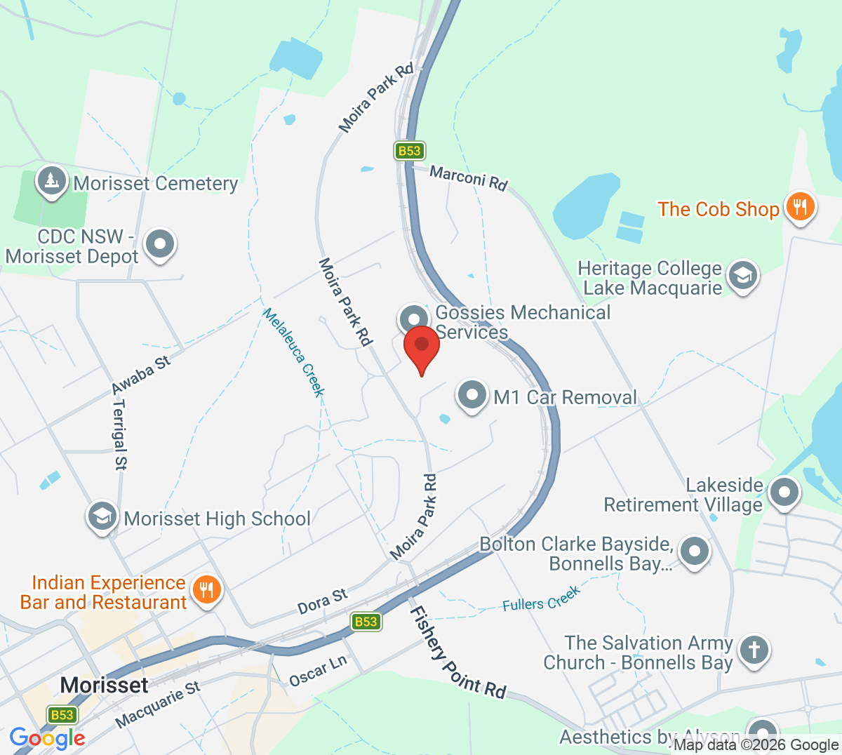Map of Morisset Sport and Tennis Centre