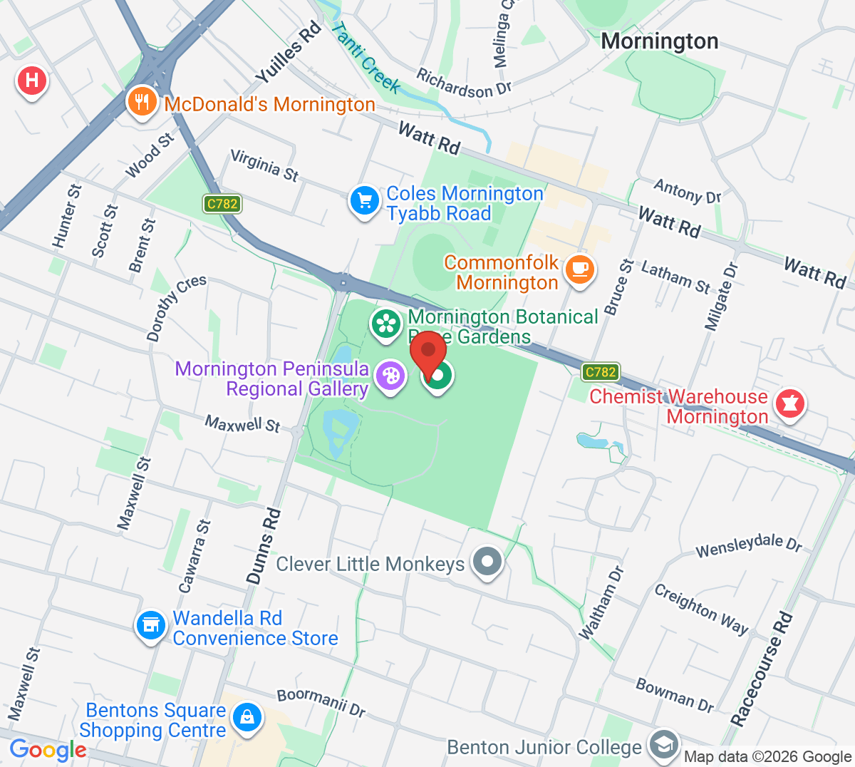 Map of Mornington Tennis Centre
