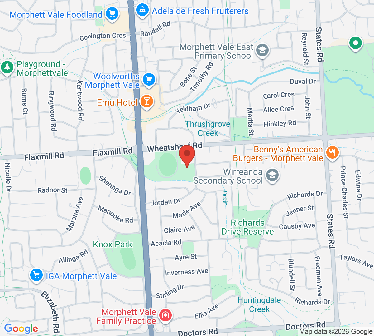 Map of Morphett Vale Tennis Club