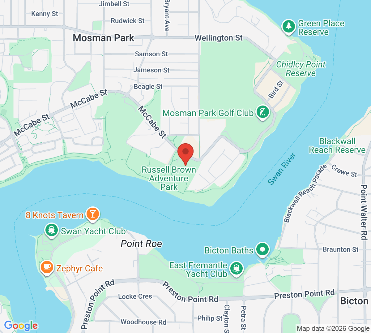 Map of Mosman Park Tennis Club