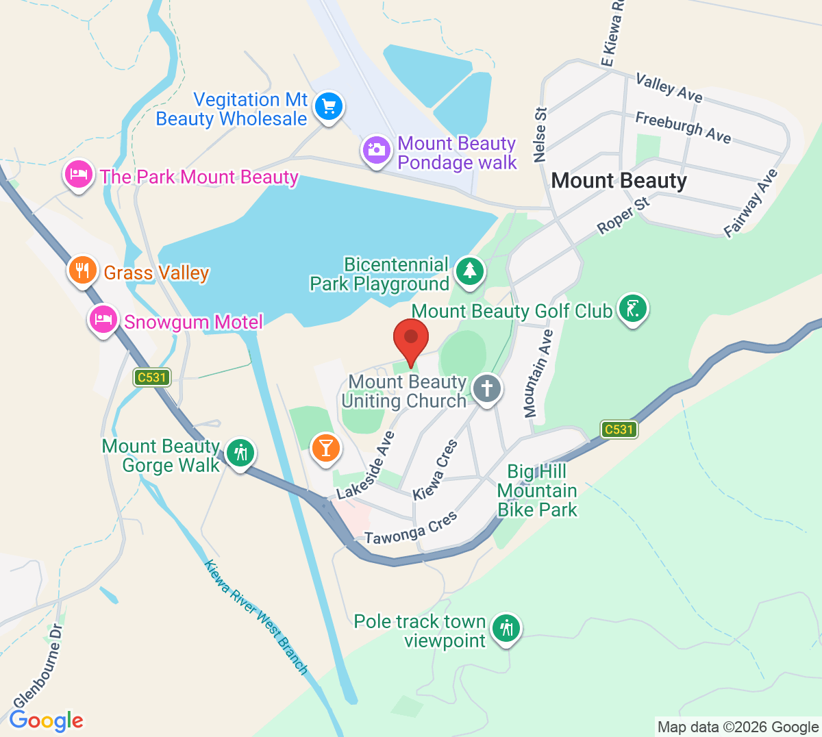 Map of Mount Beauty Tennis Club