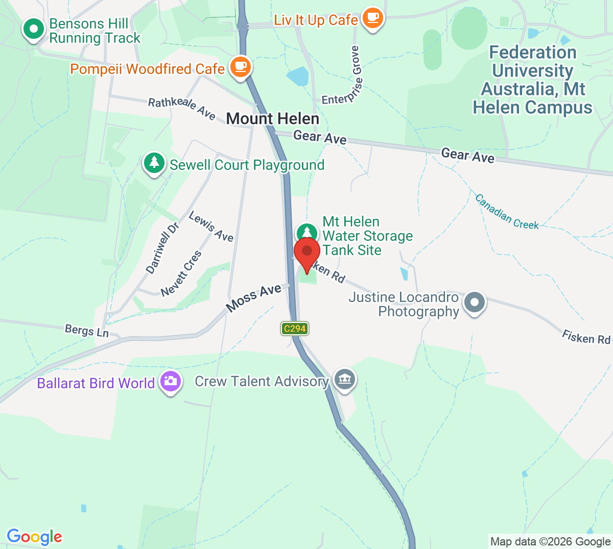 Map of Mount Helen Tennis Club