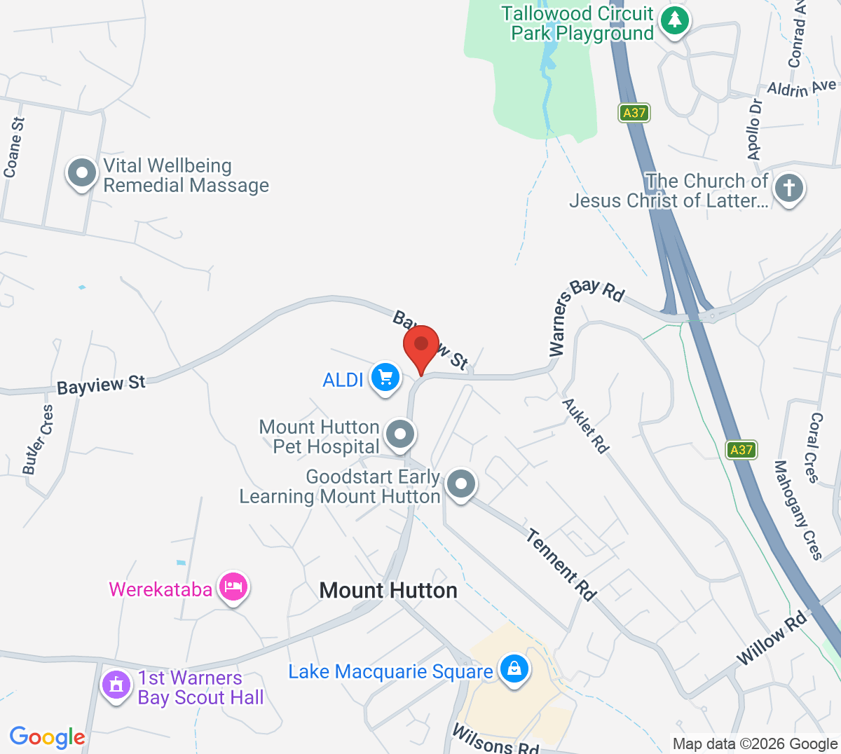 Map of Mount Hutton Tennis Club