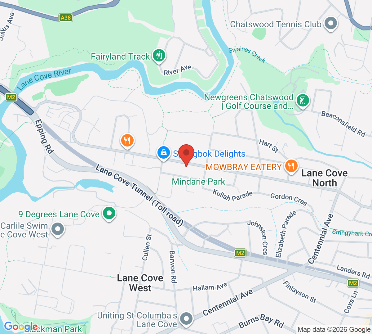 Map of Mowbray Public School Tennis Courts