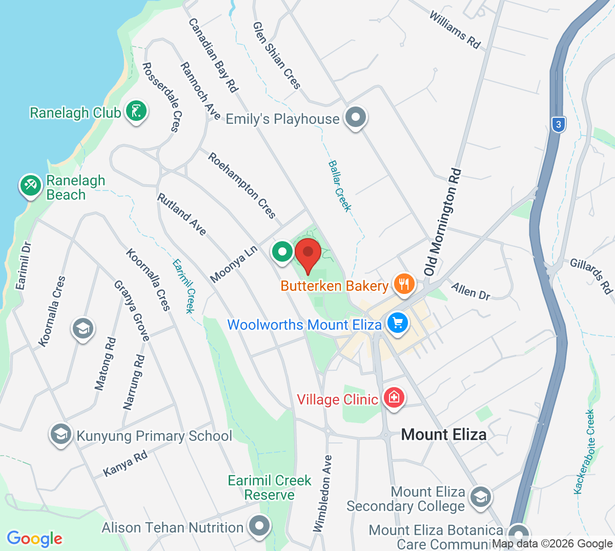 Map of Mt Eliza Tennis Club
