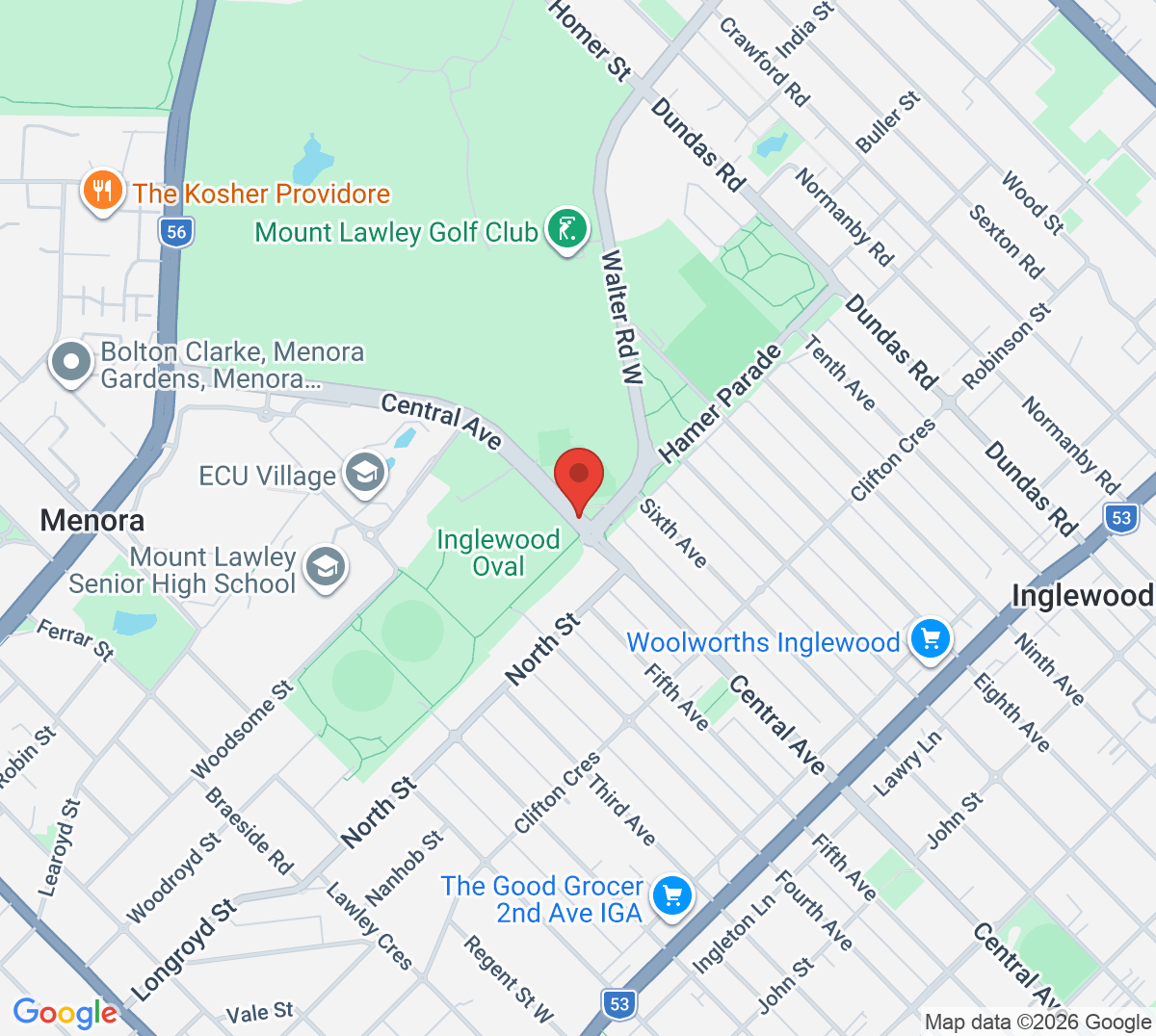 Map of Mt Lawley Tennis Centre