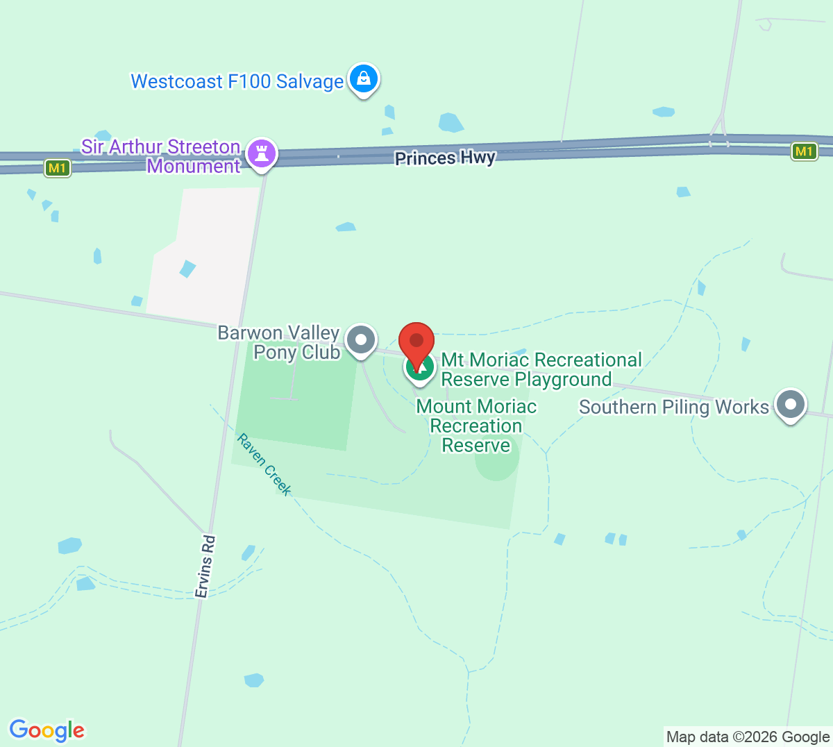 Map of Mt Moriac Tennis Club