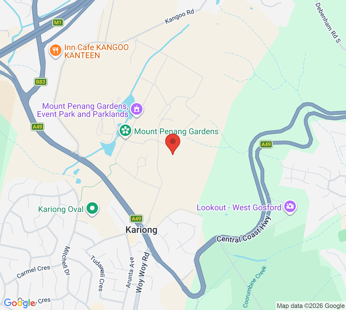 Map of Mt Penang Tennis Court