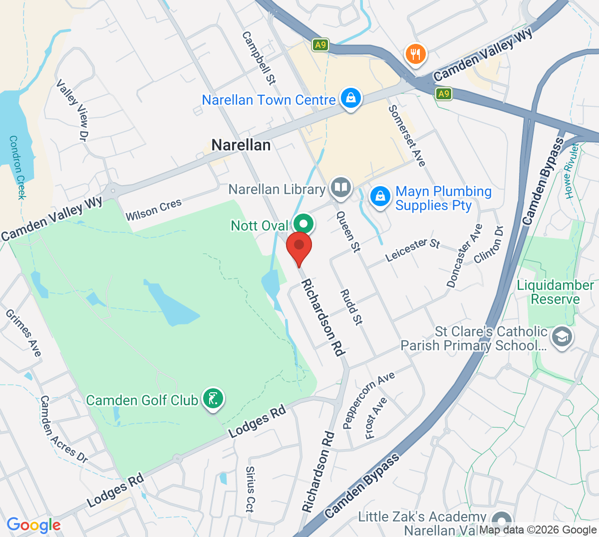 Map of Narellan Tennis Centre