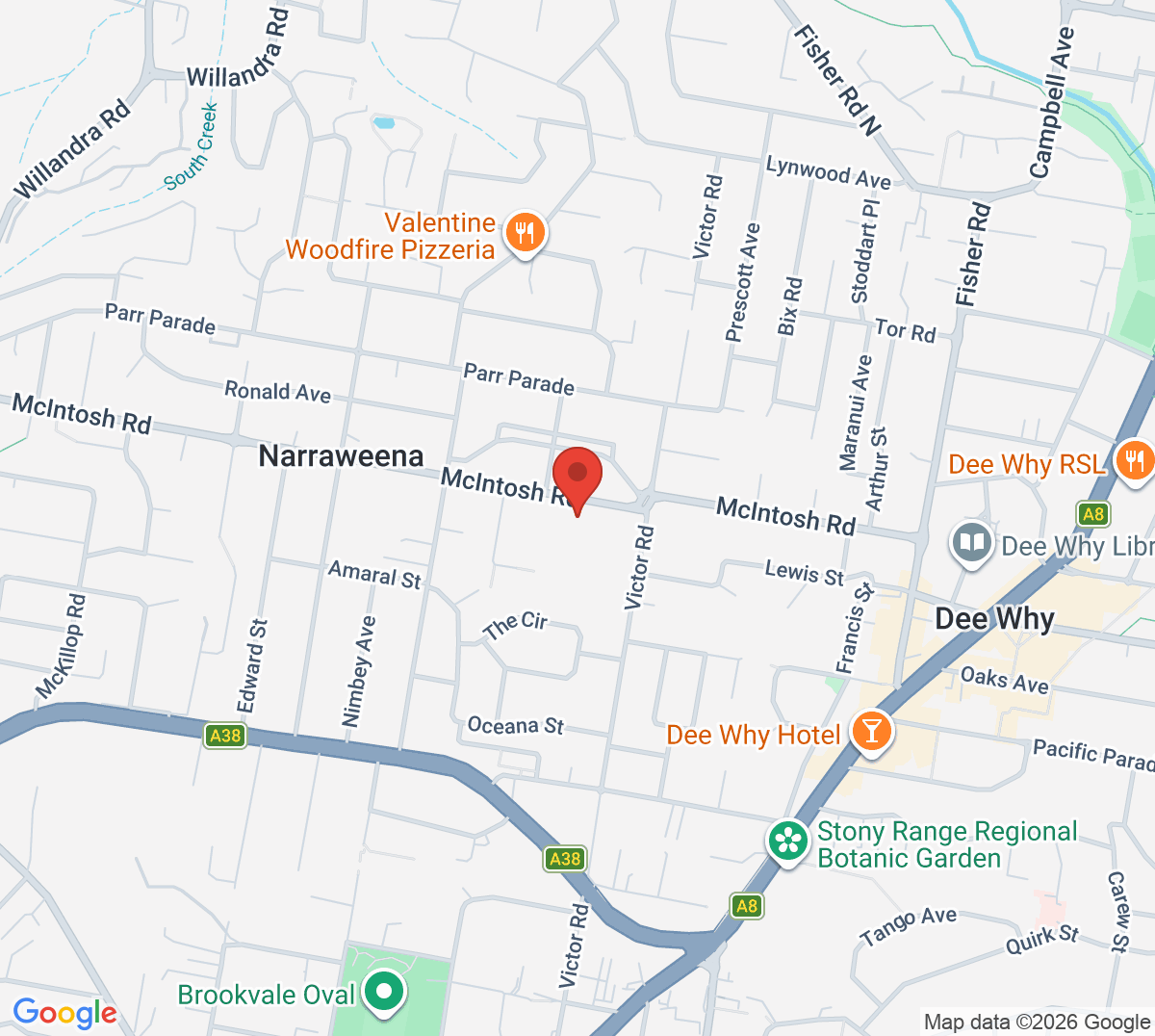 Map of Narraweena Tennis Club