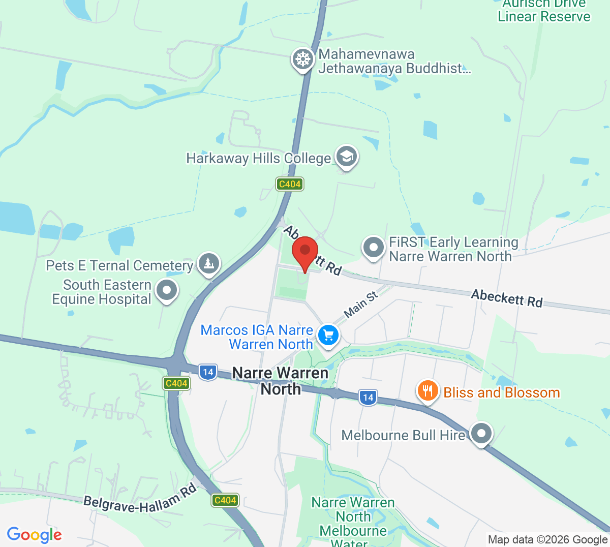Map of Narre Warren North Tennis