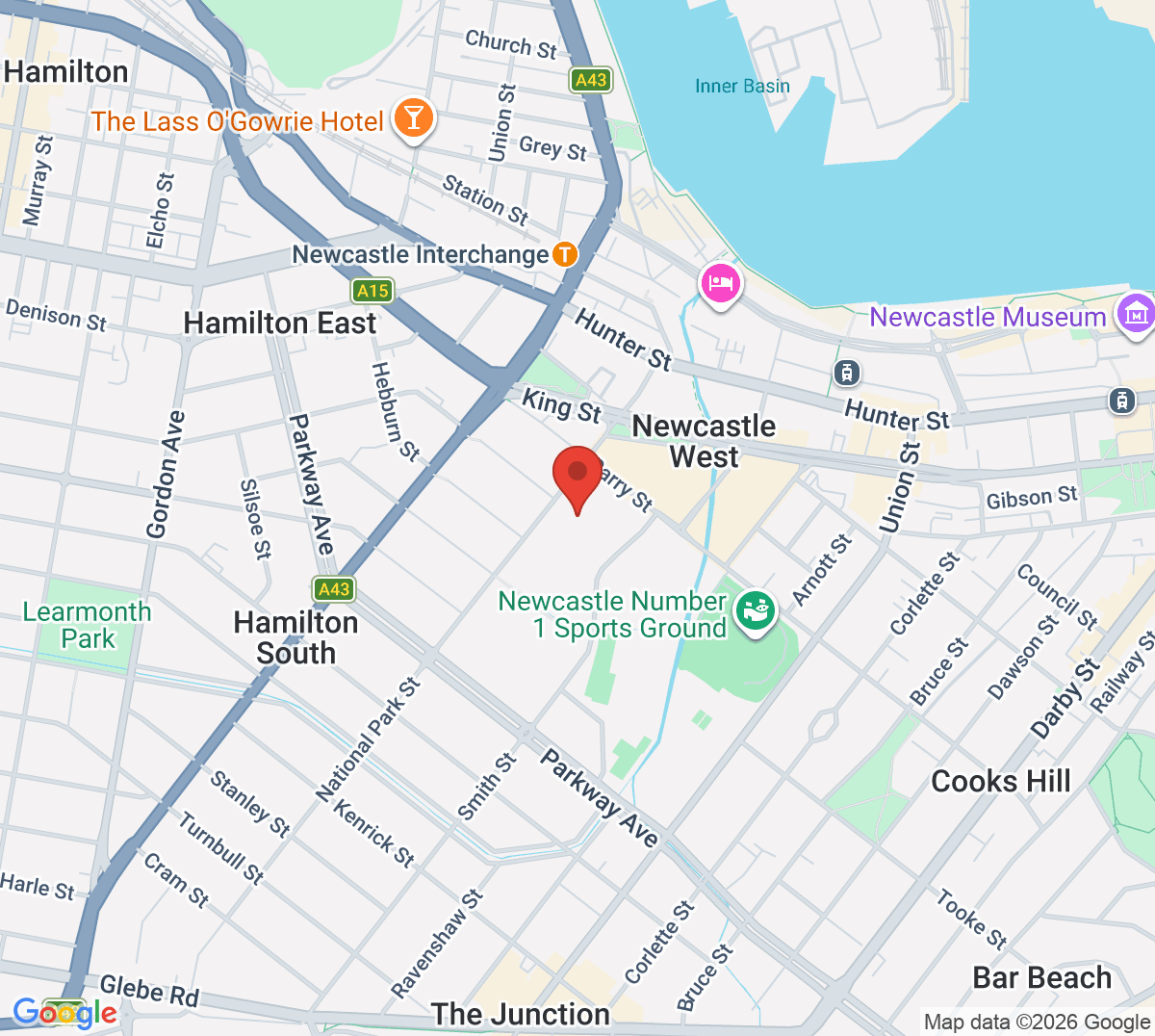 Map of Newcastle City Tennis Centre (National Park)