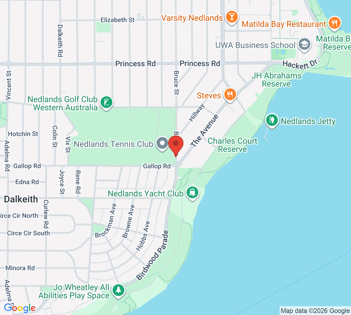 Map of Nedlands Tennis Club