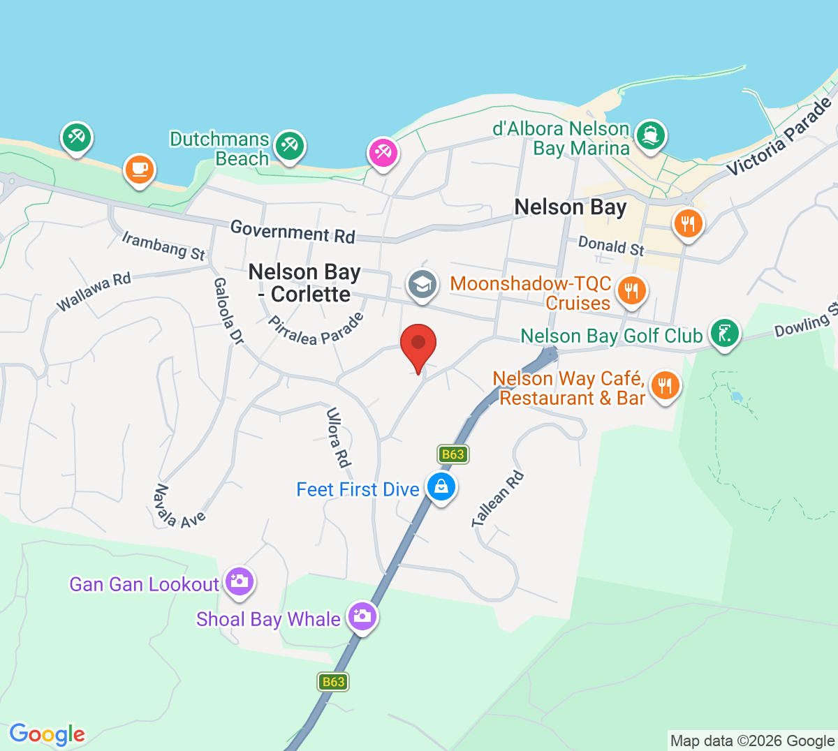 Map of Nelson Bay Tennis Club
