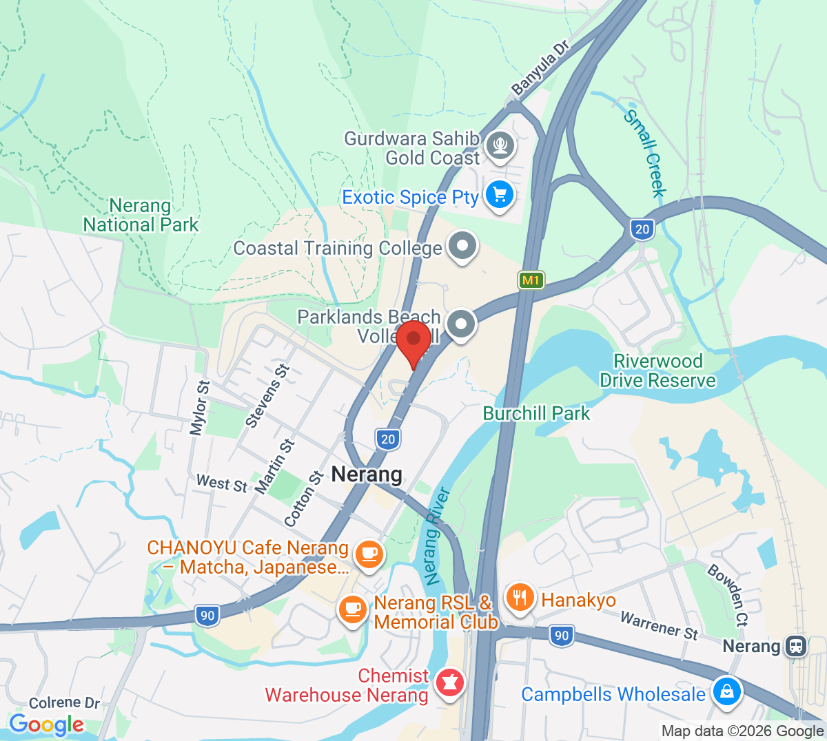 Map of Nerang Tennis Club