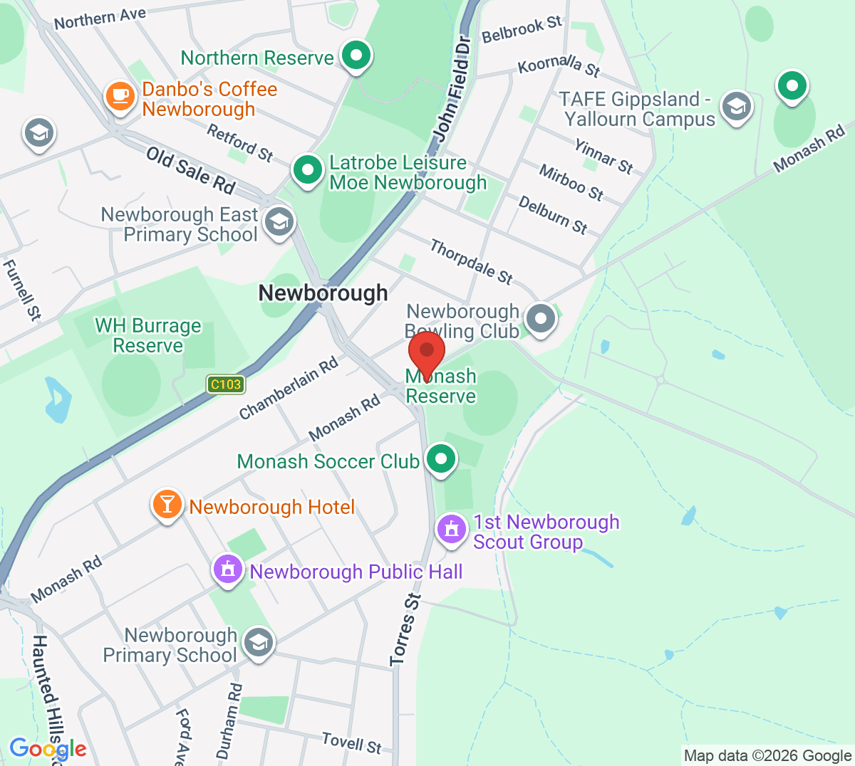 Map of Newborough Tennis Club