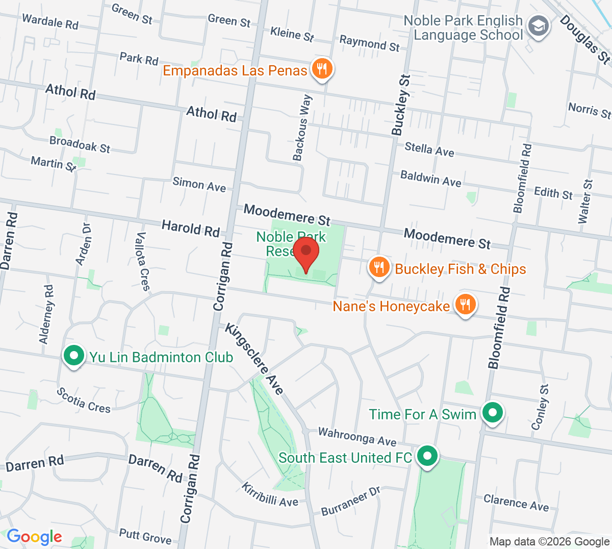 Map of Noble Community Tennis Club