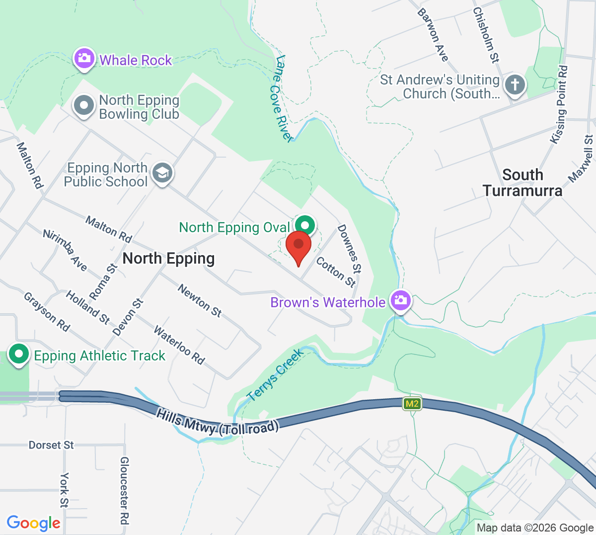 Map of North Epping Tennis Courts