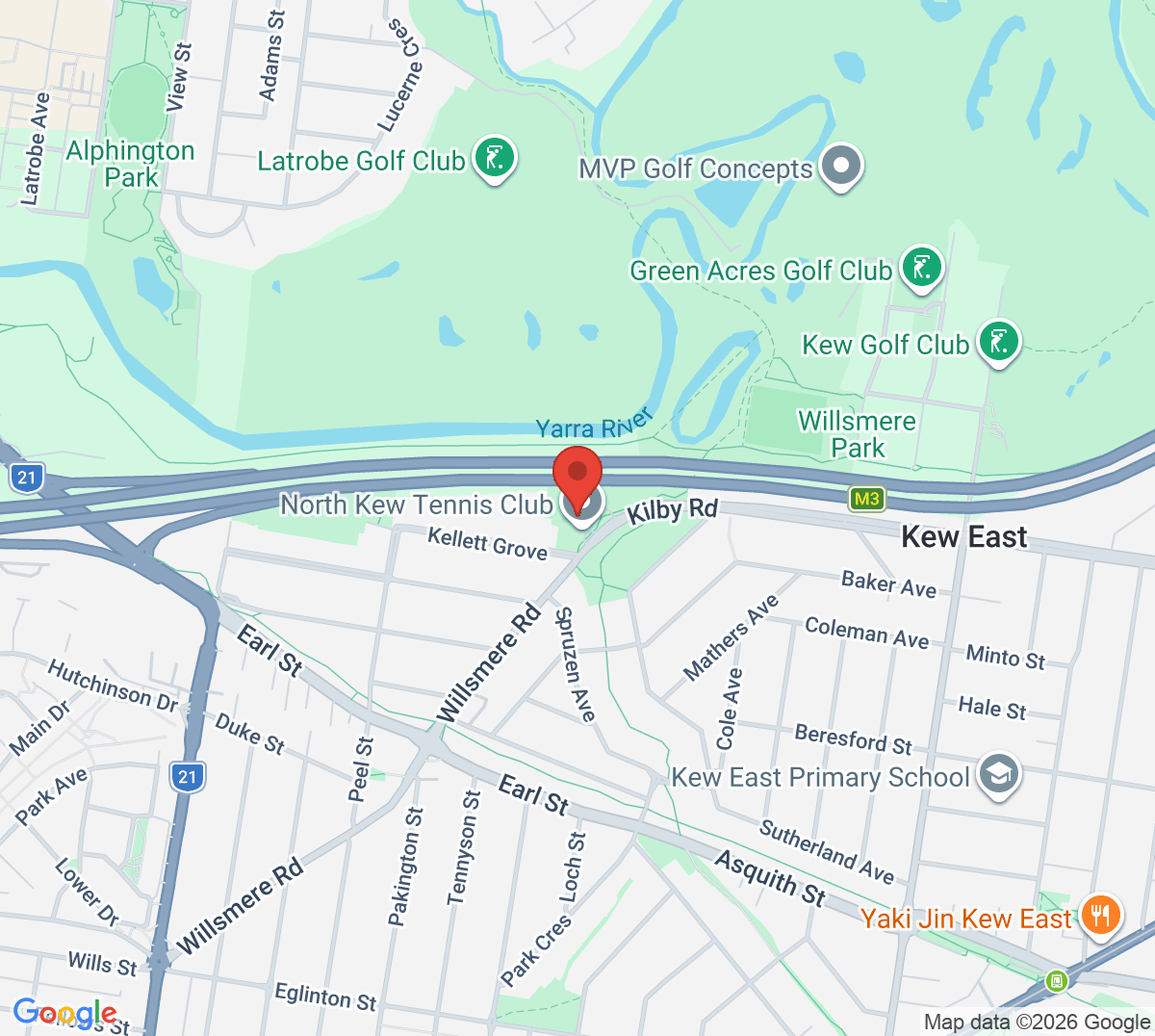 Map of North Kew Tennis Club