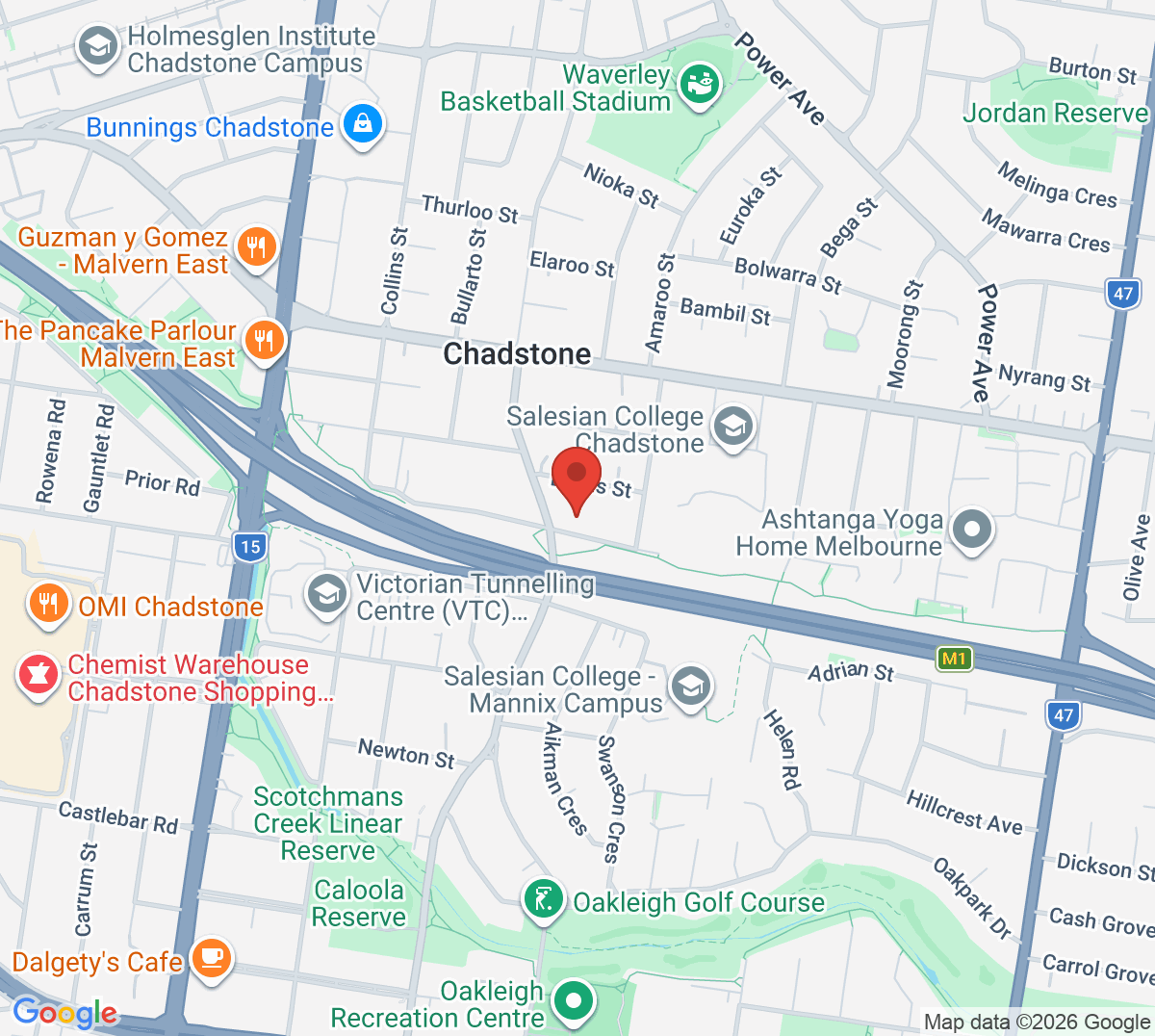 Map of North Oakleigh Tennis Club