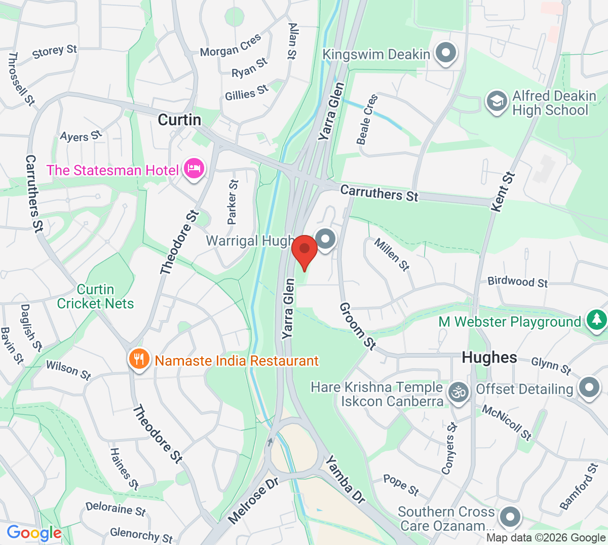 Map of North Woden Tennis Club