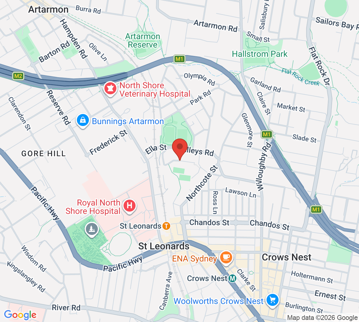 Map of Northern Suburbs Tennis Club