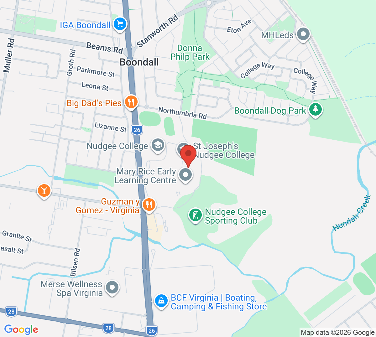 Map of Nudgee Tennis Centre