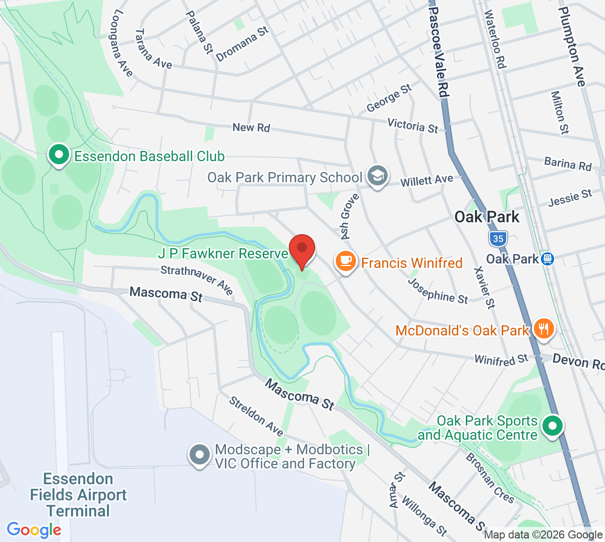 Map of Oak Park Tennis Club