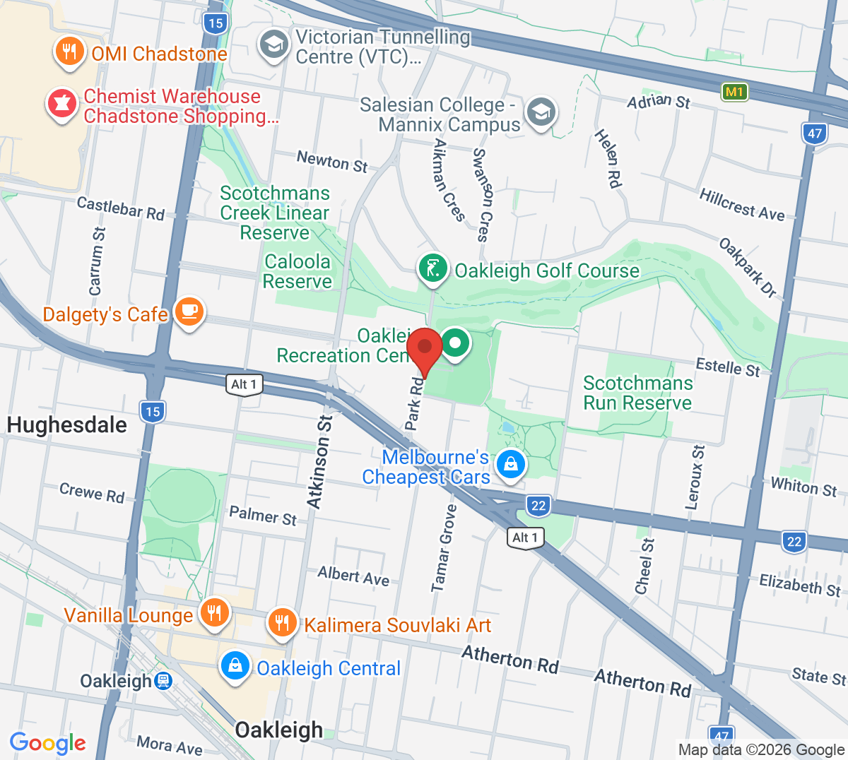 Map of Oakleigh Tennis Club