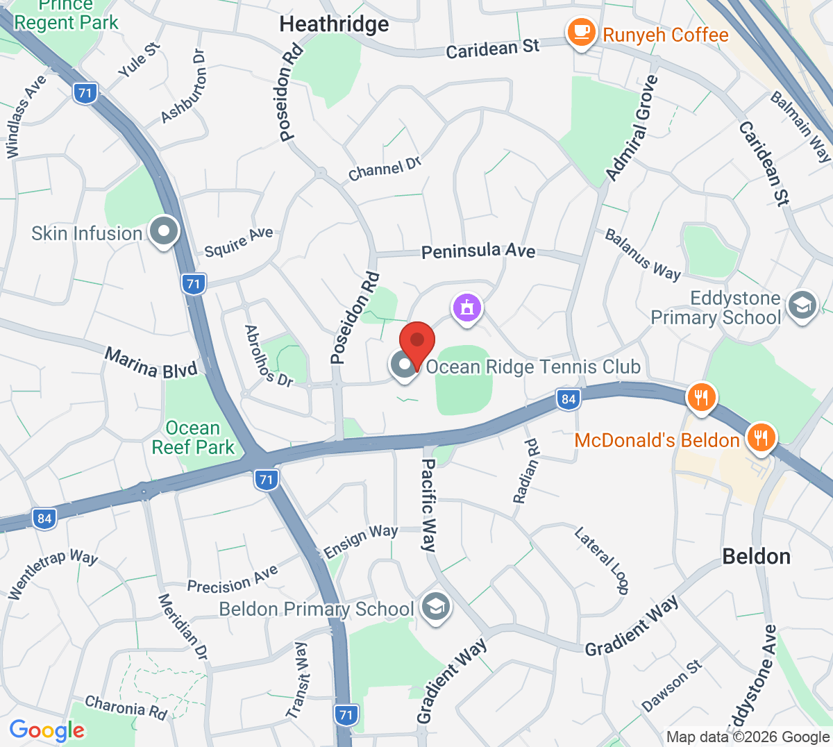 Map of Ocean Ridge Tennis Club