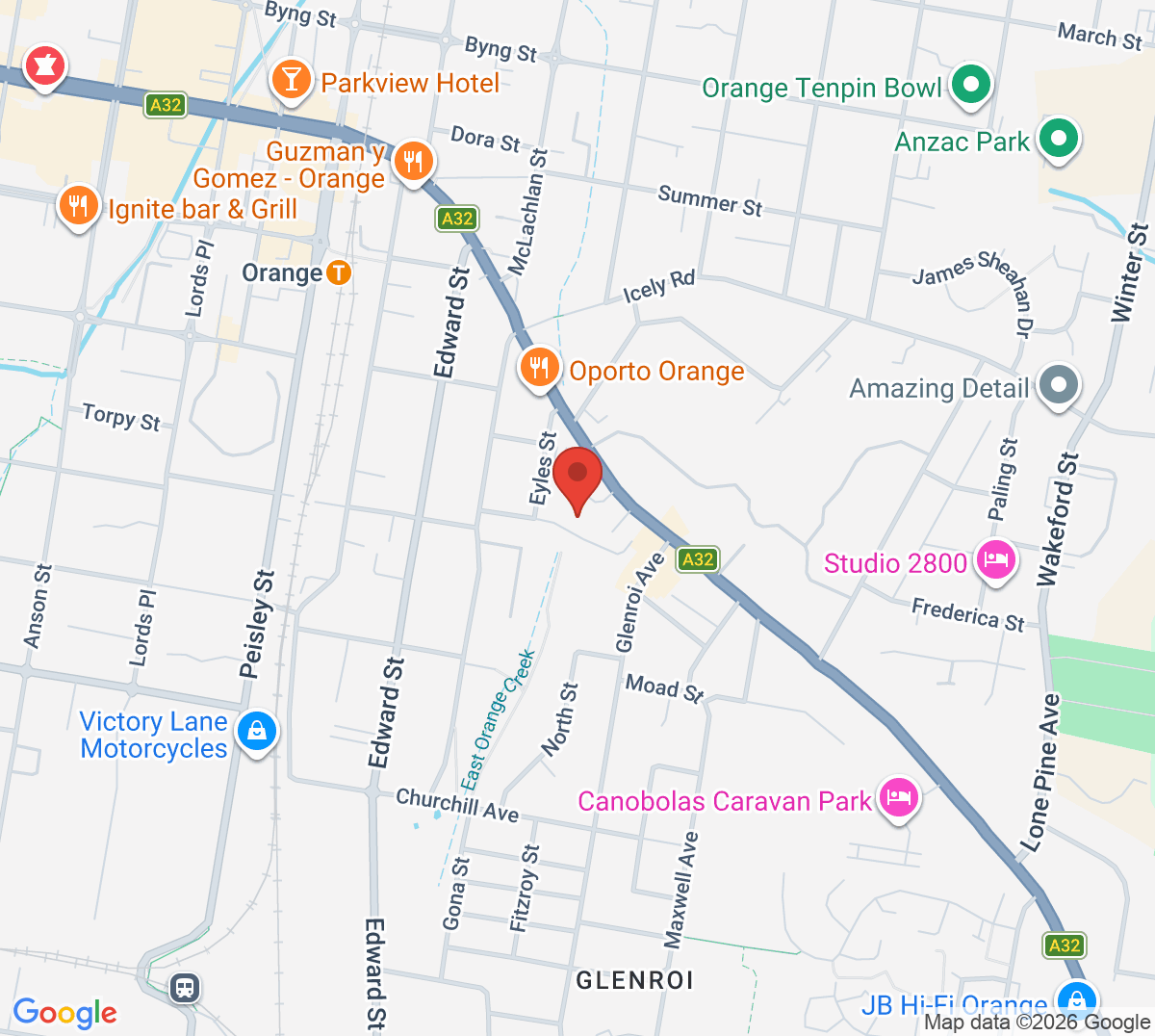 Map of Orange Indoor Tennis Centre