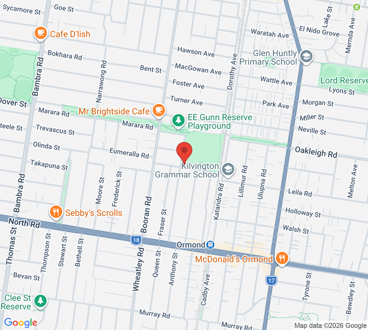 Map of Ormond Tennis Club