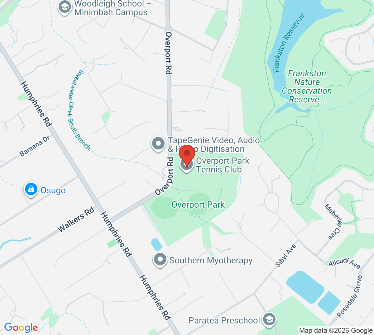 Map of Overport Park Tennis Club