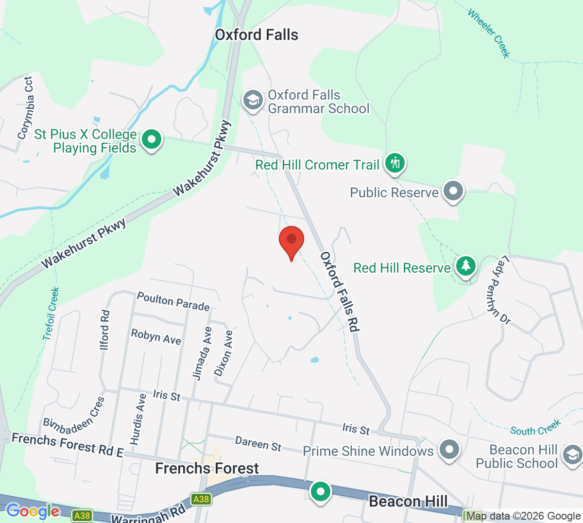 Map of Oxford Falls Racquet Club