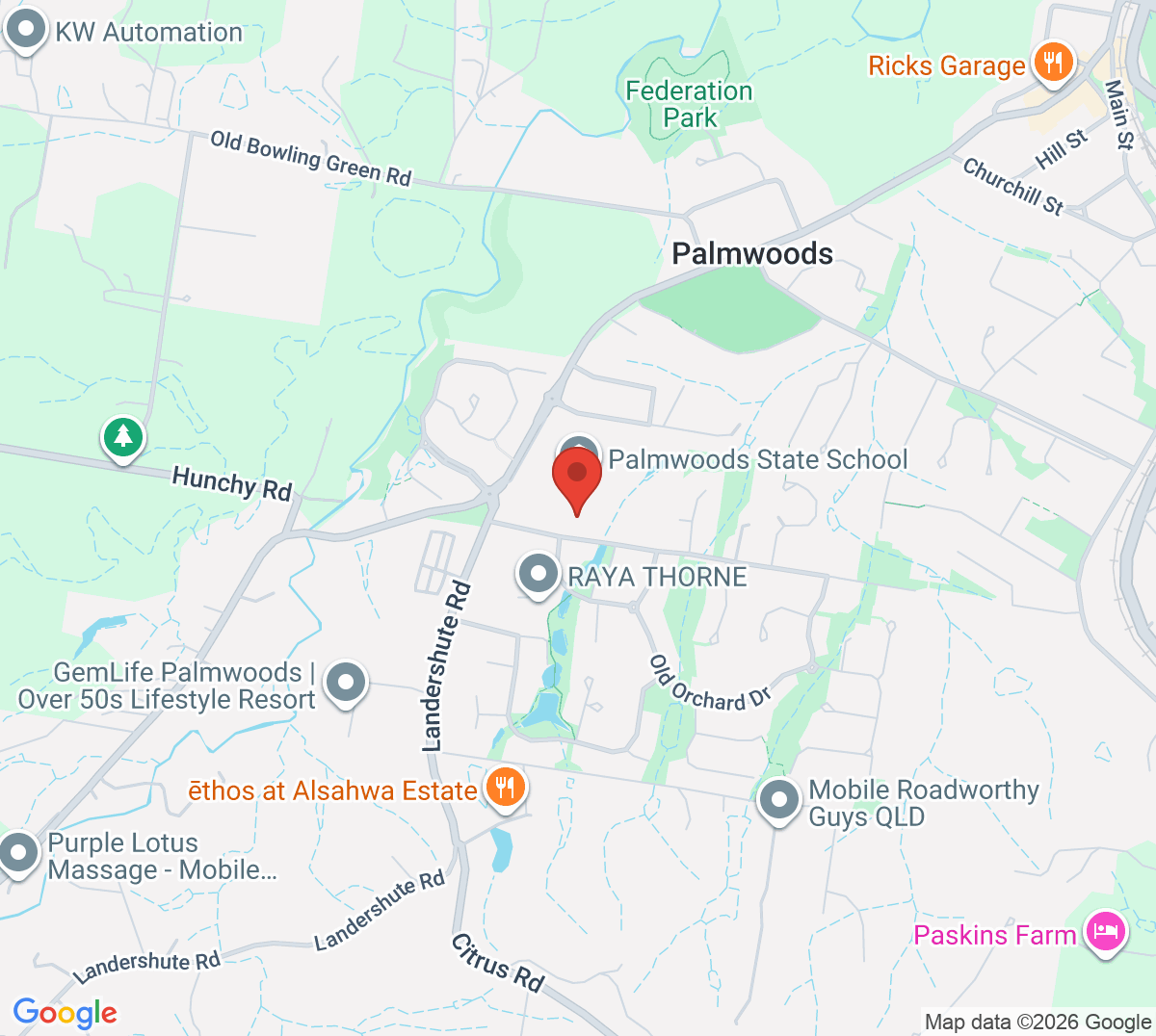 Map of Palmwoods Tennis Club