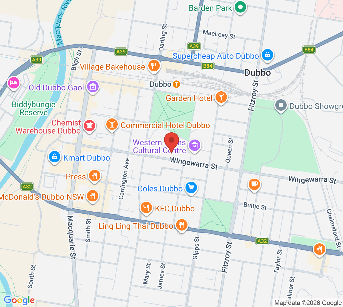 Map of Paramount Tennis Club (Wingewarra St)