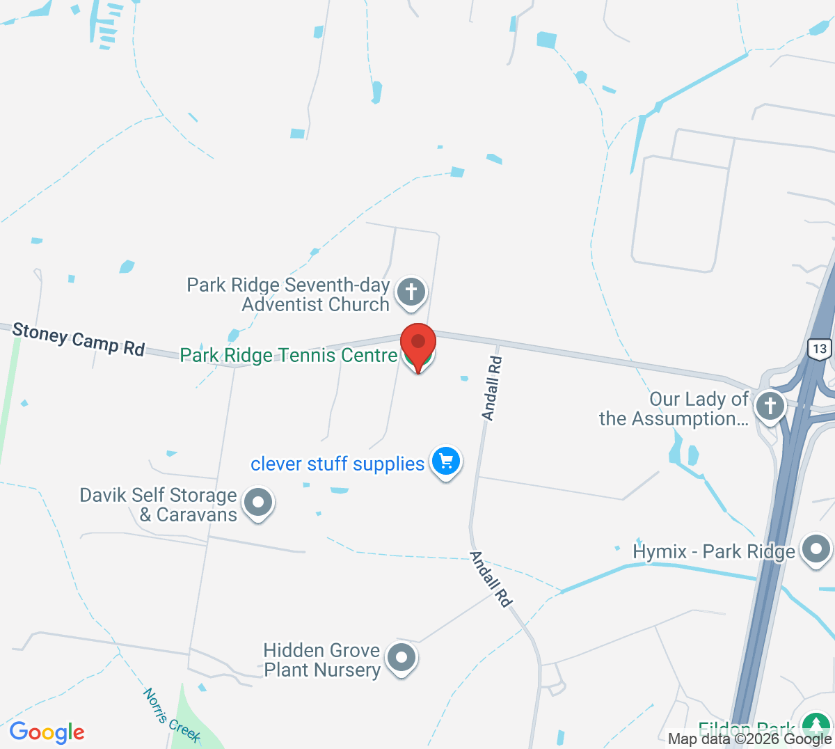 Map of Park Ridge Tennis Centre