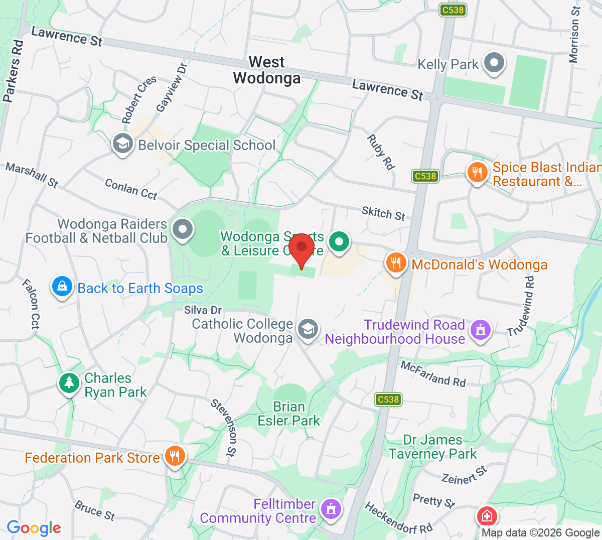 Map of Parkland Tennis Club