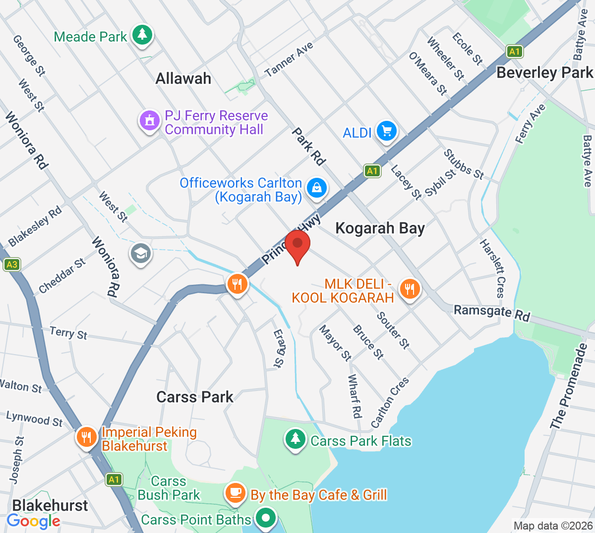 Map of Parkside Tennis Courts
