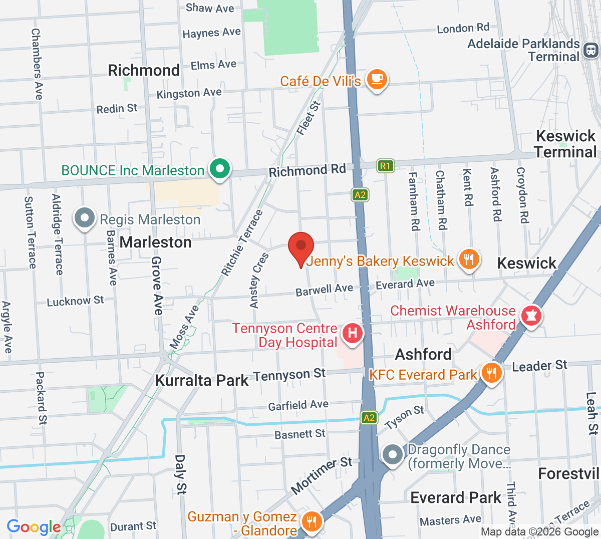 Map of Peake Gardens Riverside Tennis Club