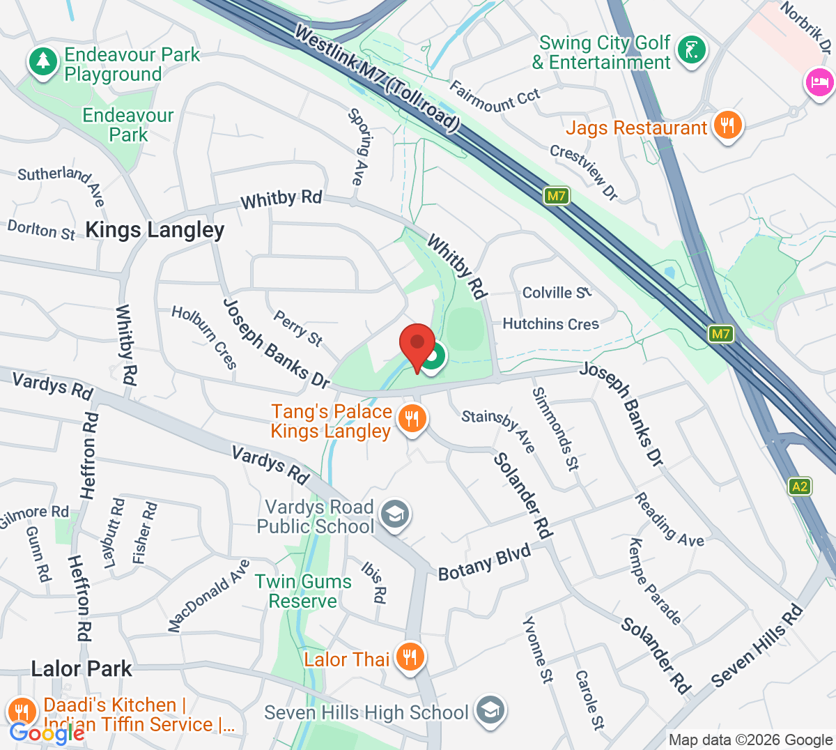 Map of Pearce Reserve Tennis Courts