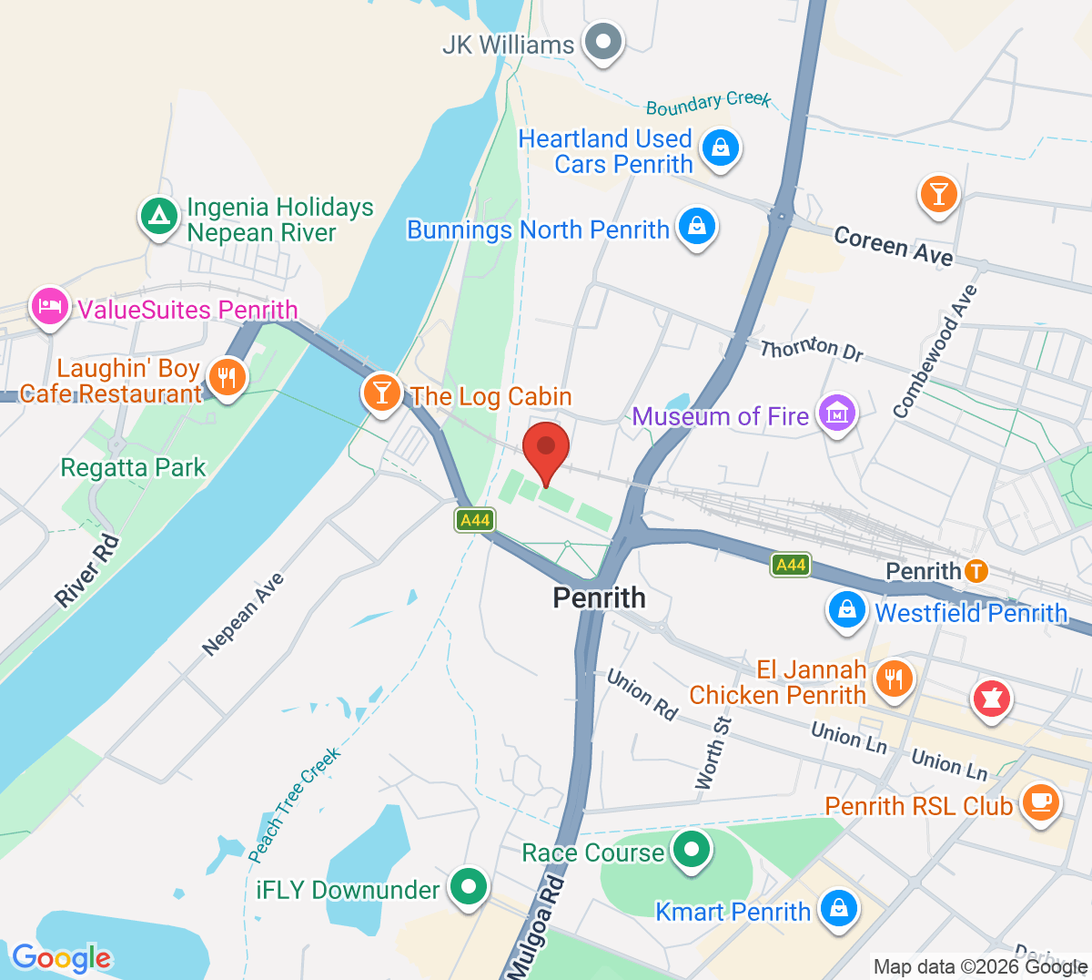 Map of Penrith Tennis Centre - Nepean District Tennis Association